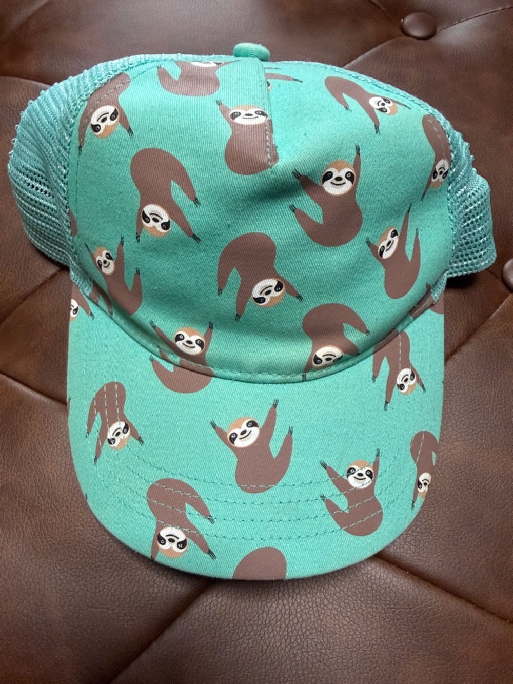 Kids Teal Sloth Trucker Hat